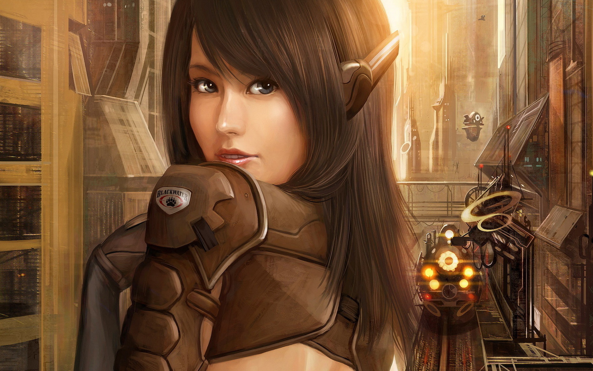 аниме девушка с пистолетом в руке в городе