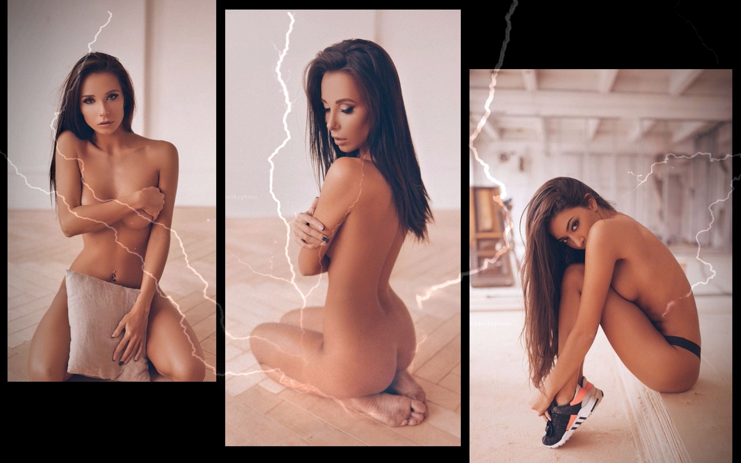 женщина, сидящая на полу с парой обуви