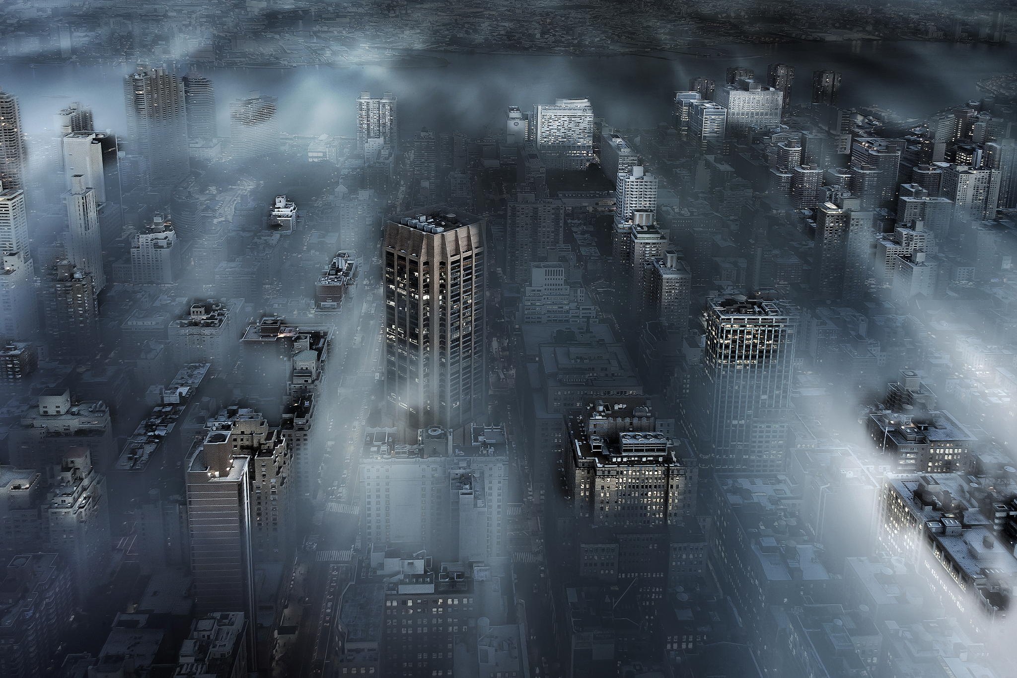 cidade, parede, papel