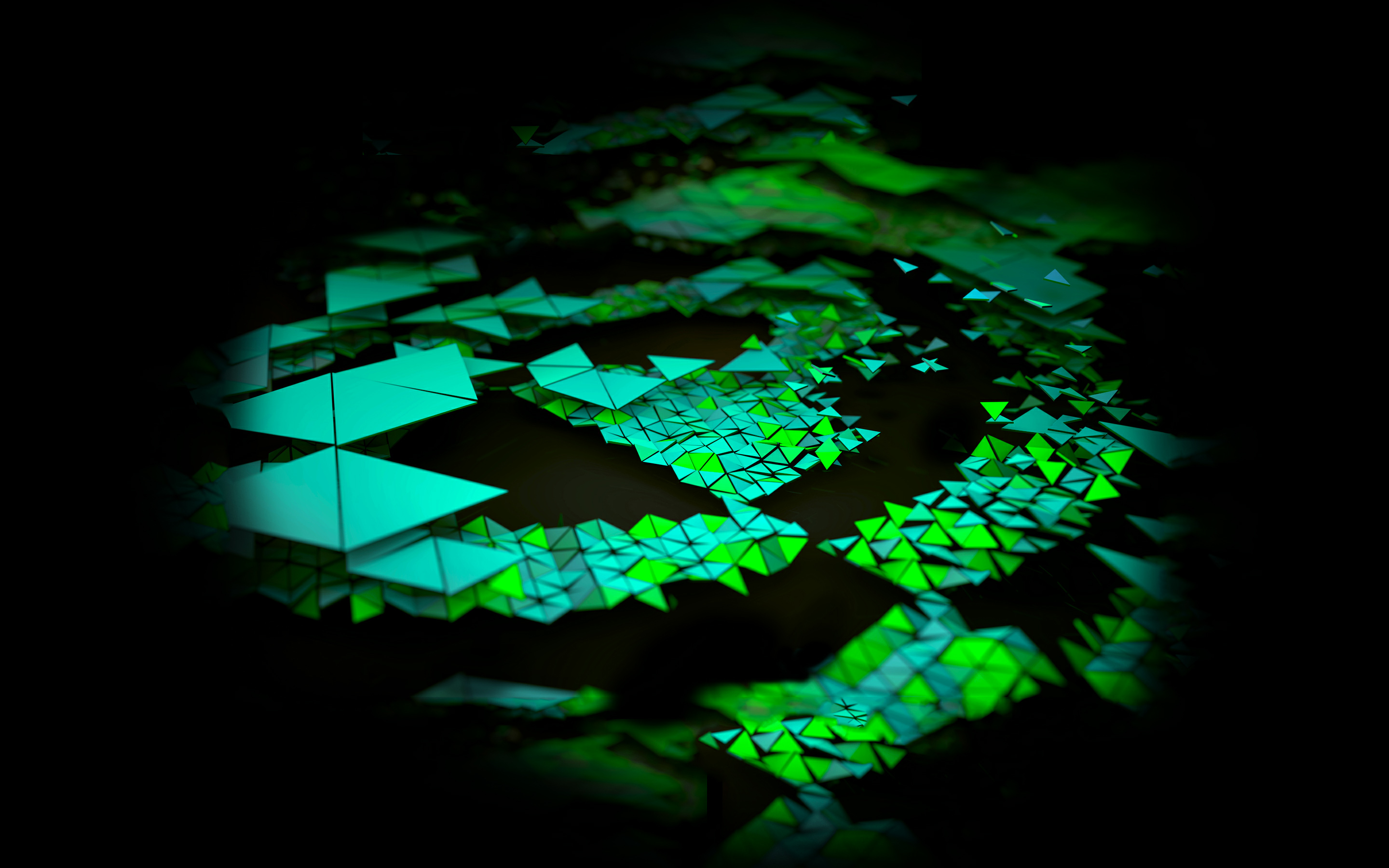 есть изображение зеленого света, сияющего на черном фоне