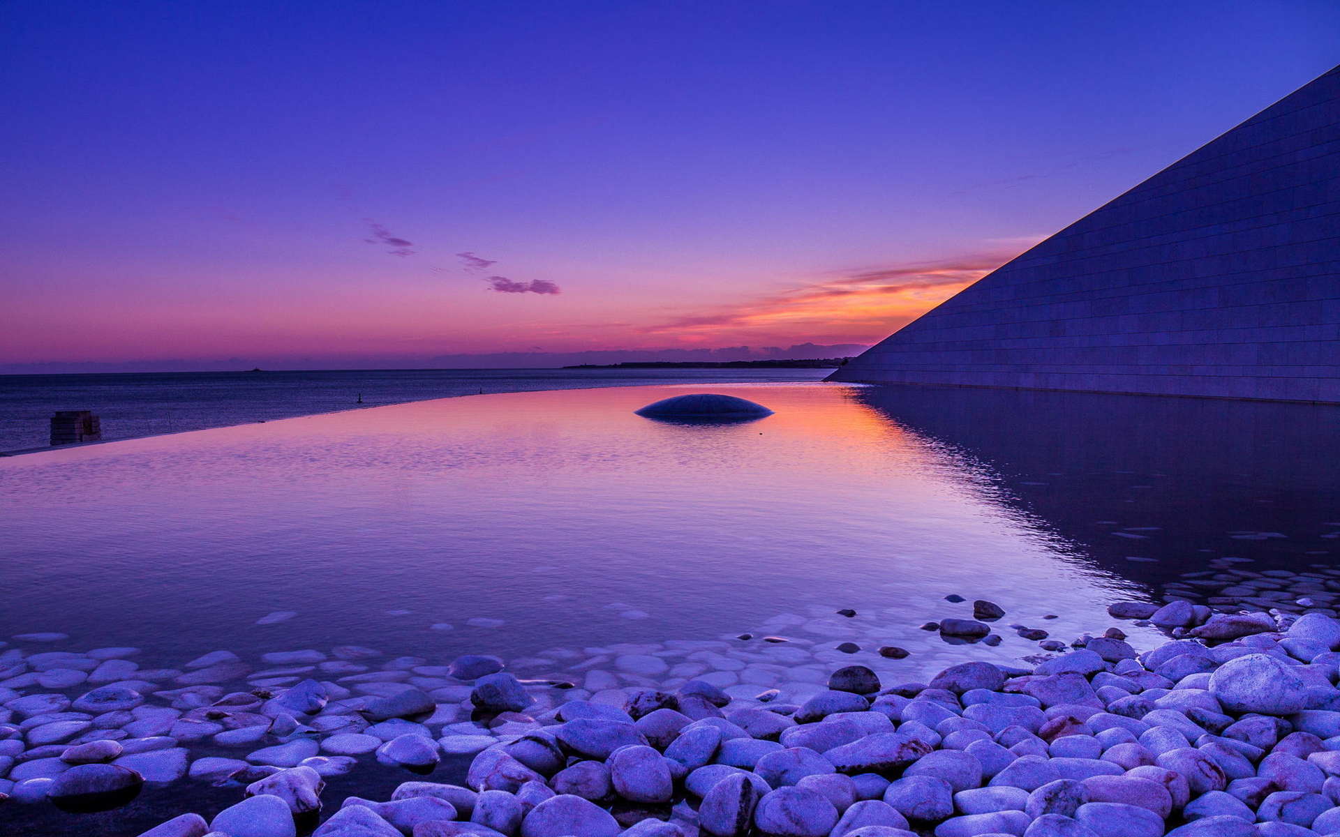 камни, рассвет, море