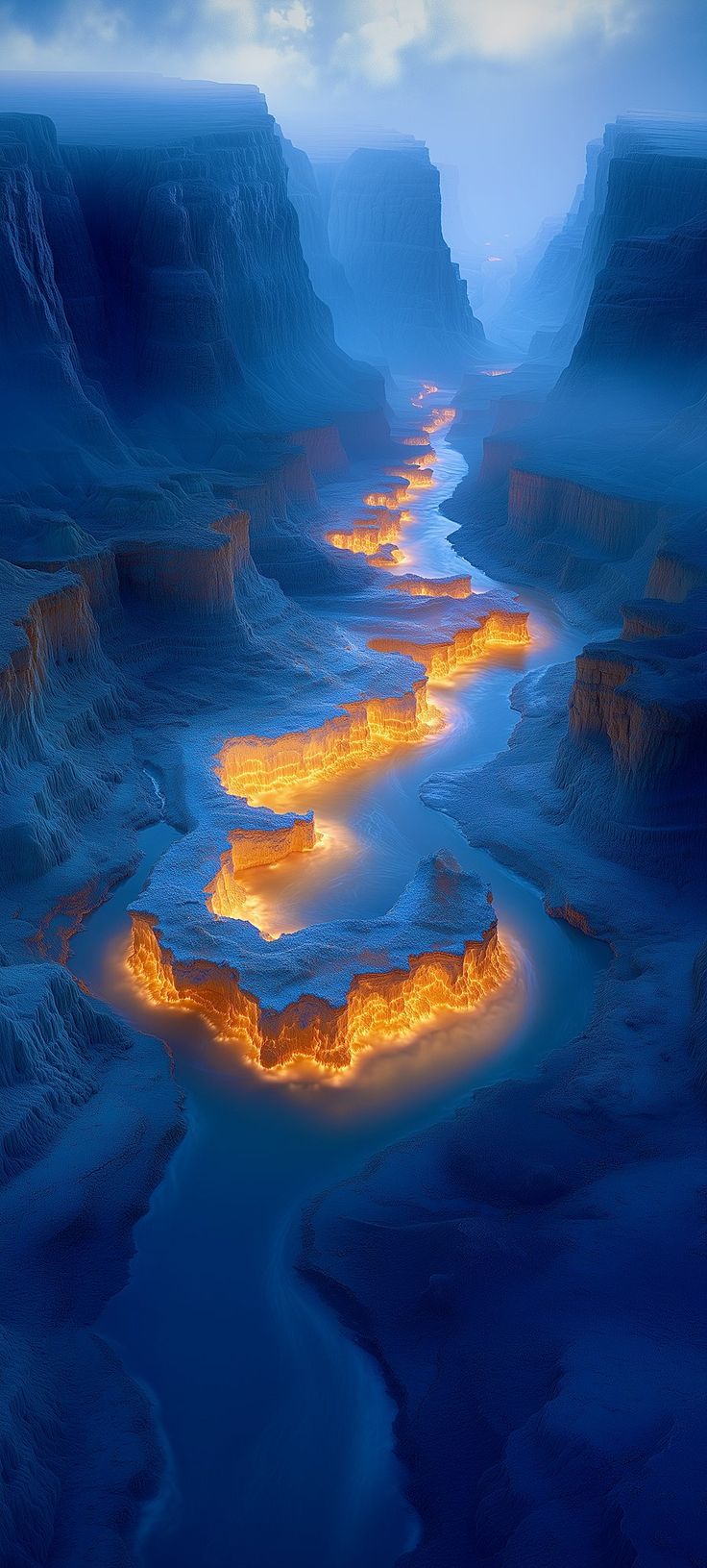 закрытие реки с огненной тропой посередине