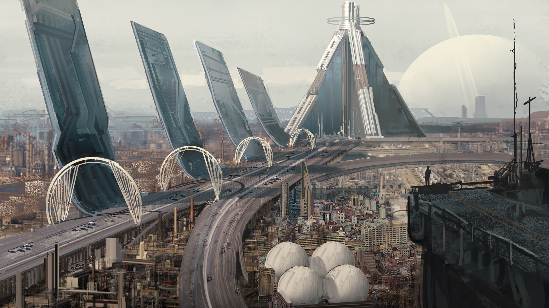 art, megacity, futuristic