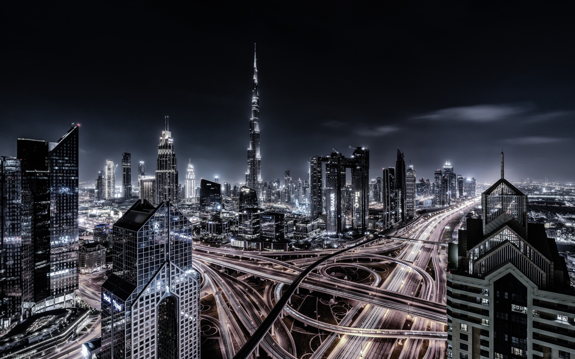 dubai, ночь, город