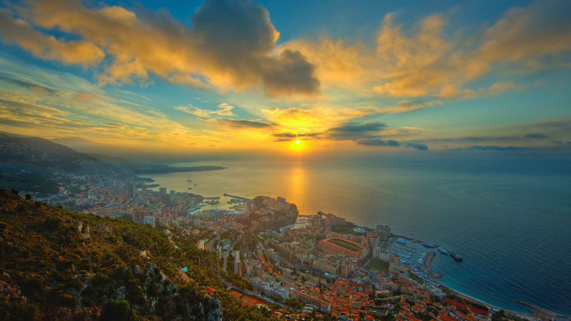 монако, море, город