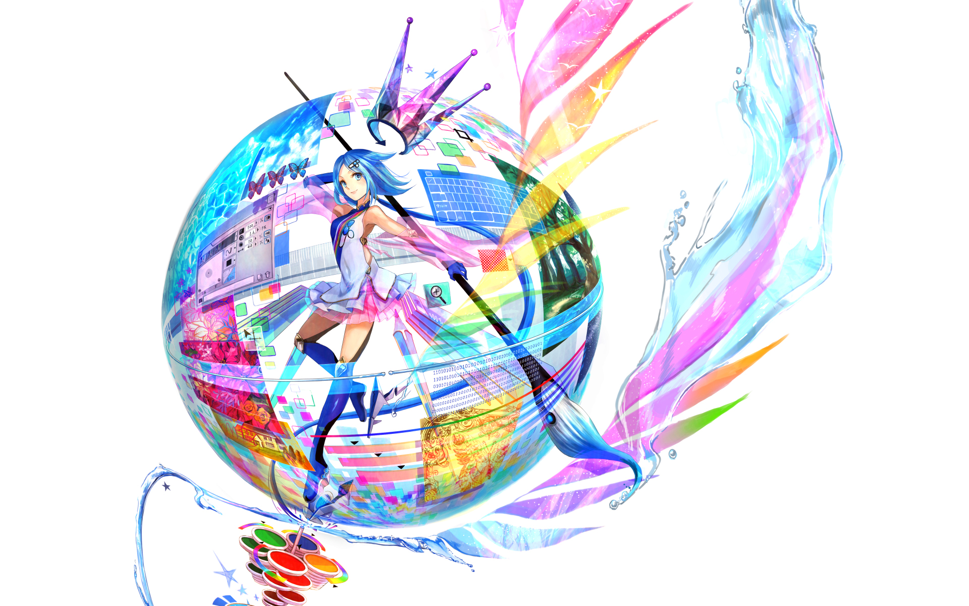 девушка, корона, кисть