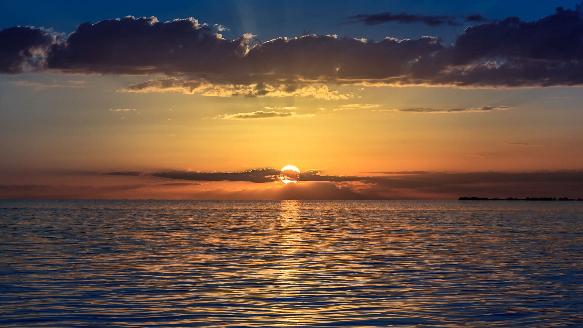 закат, море