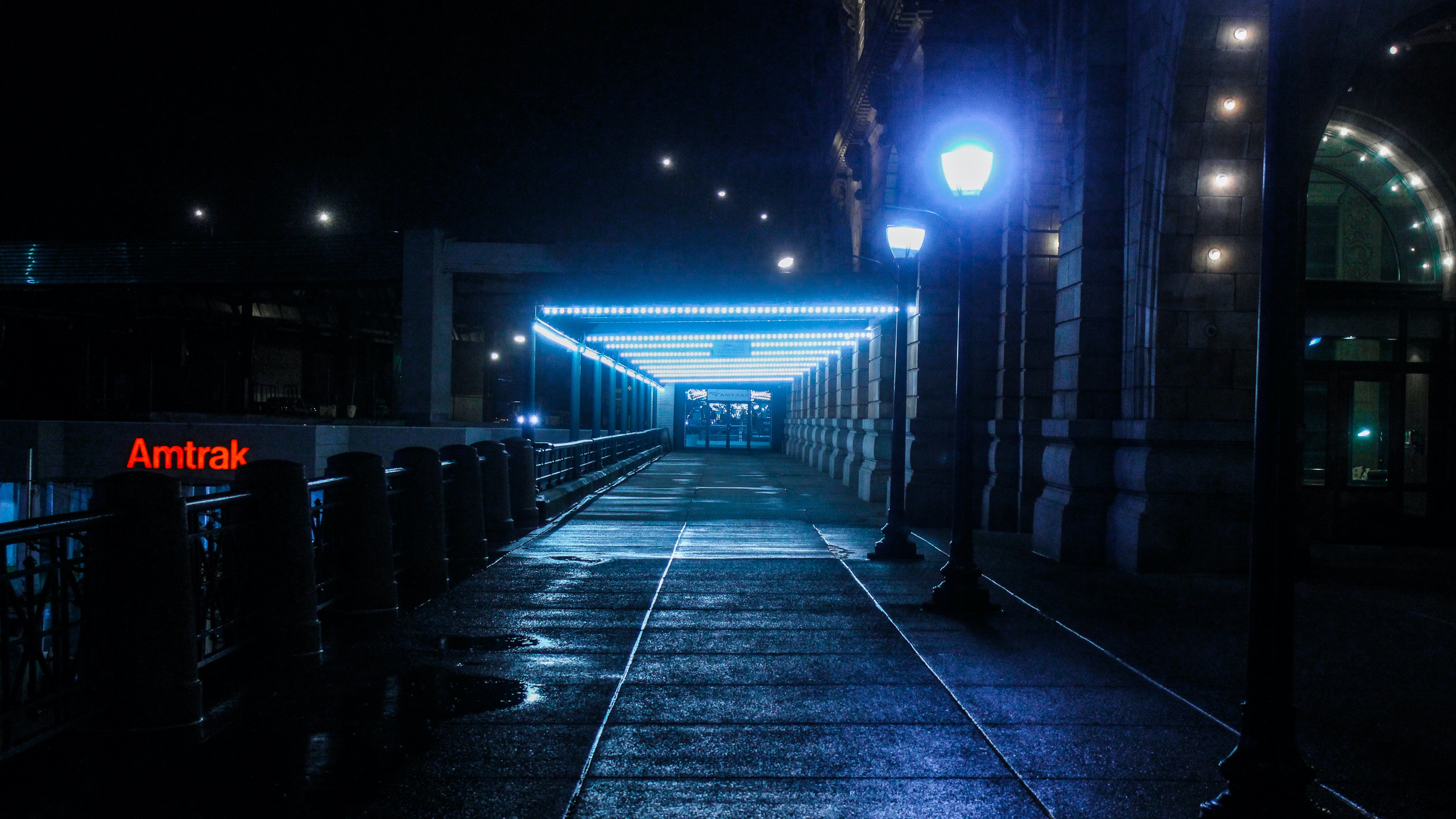 темный, лампа, город