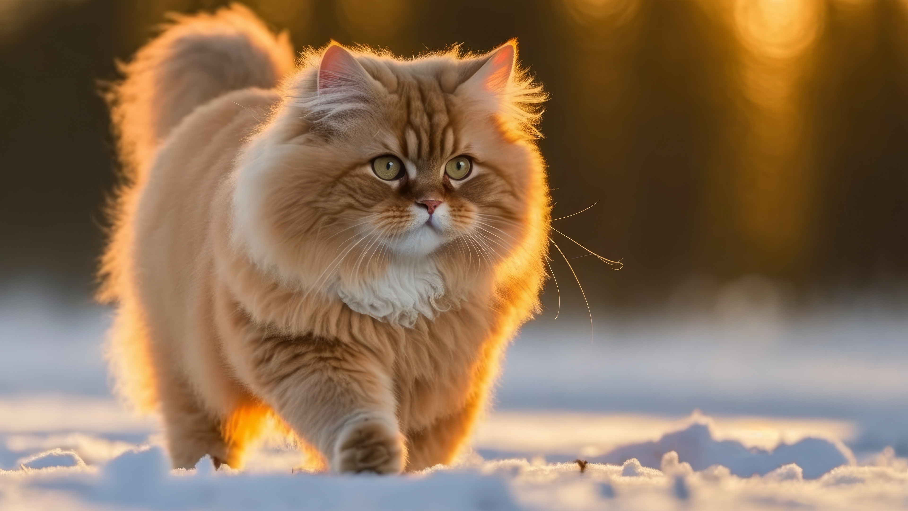 кот, зима, снег