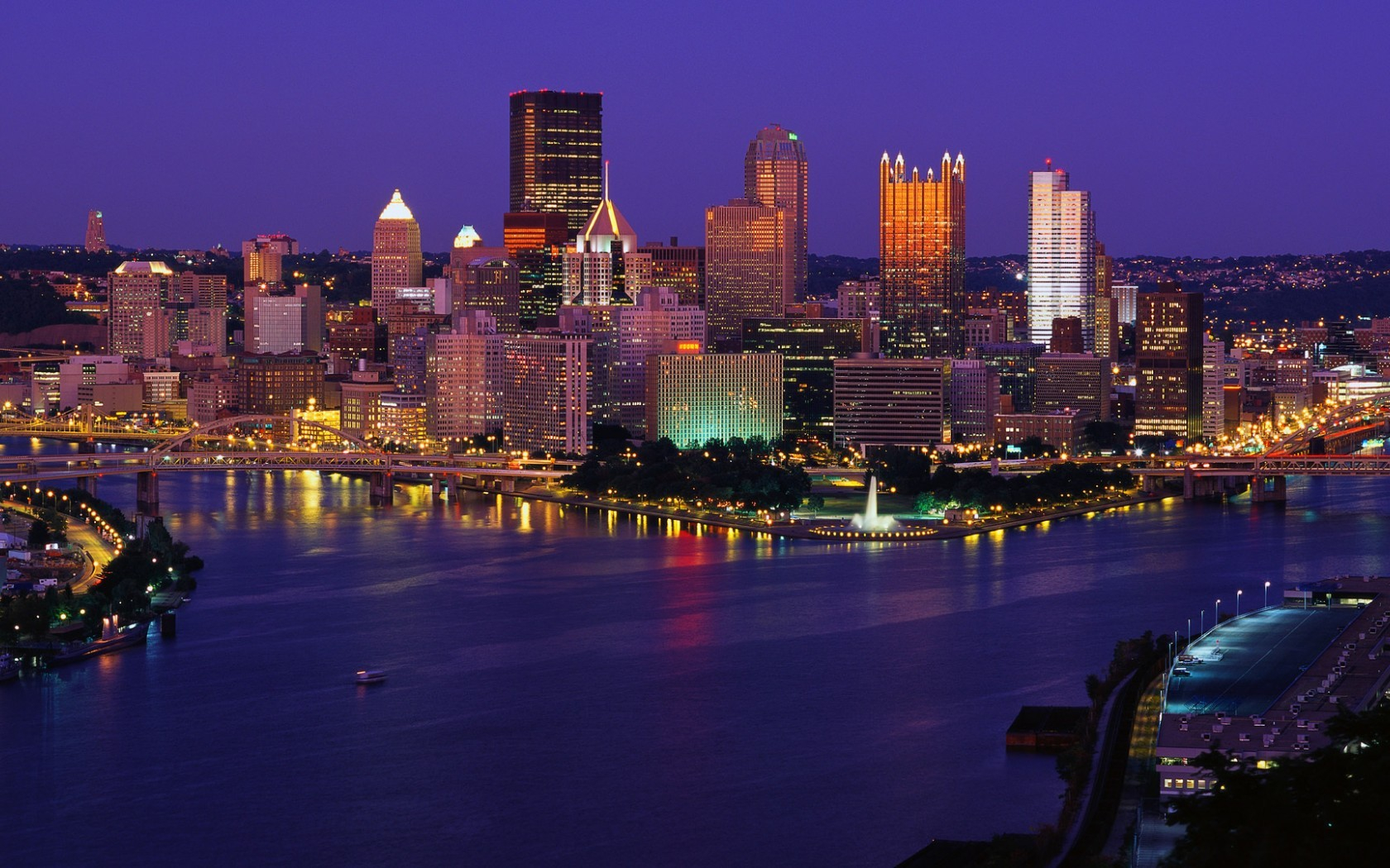 pittsburgh, город, огни