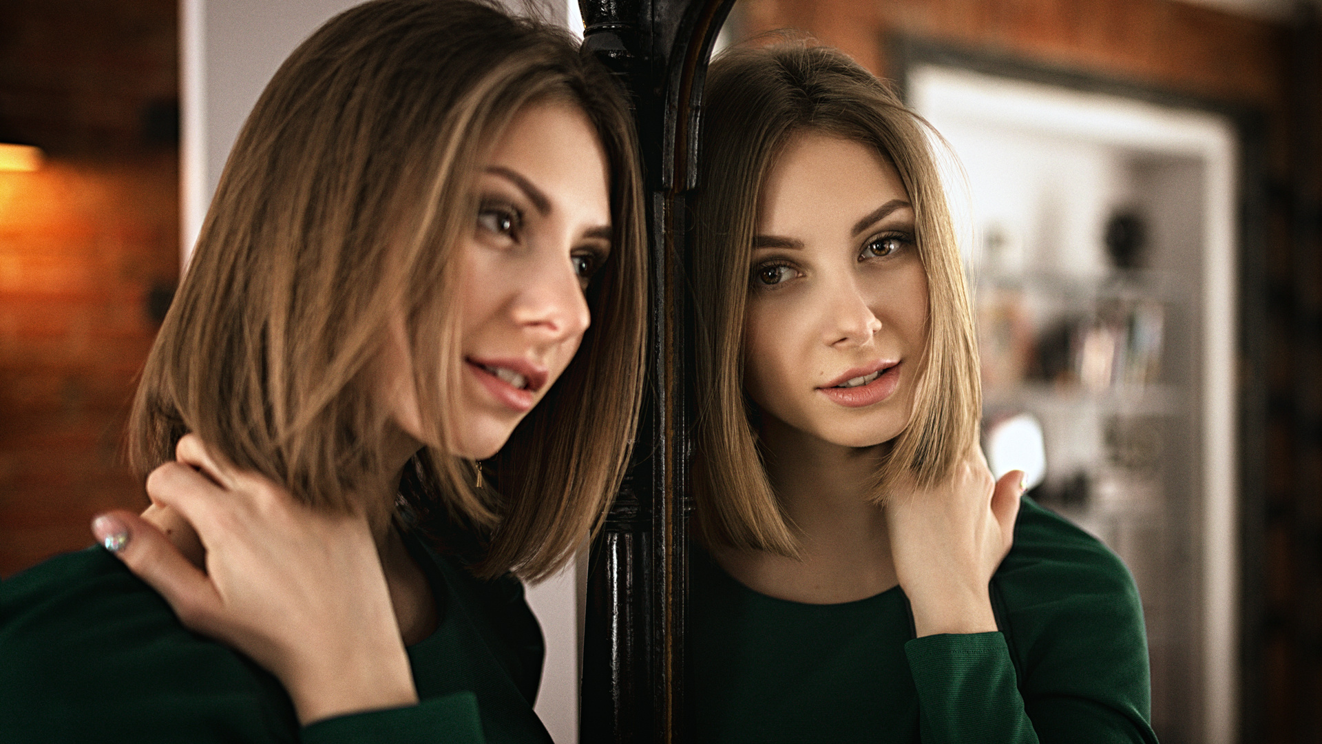 зеркало, женщина, отражение