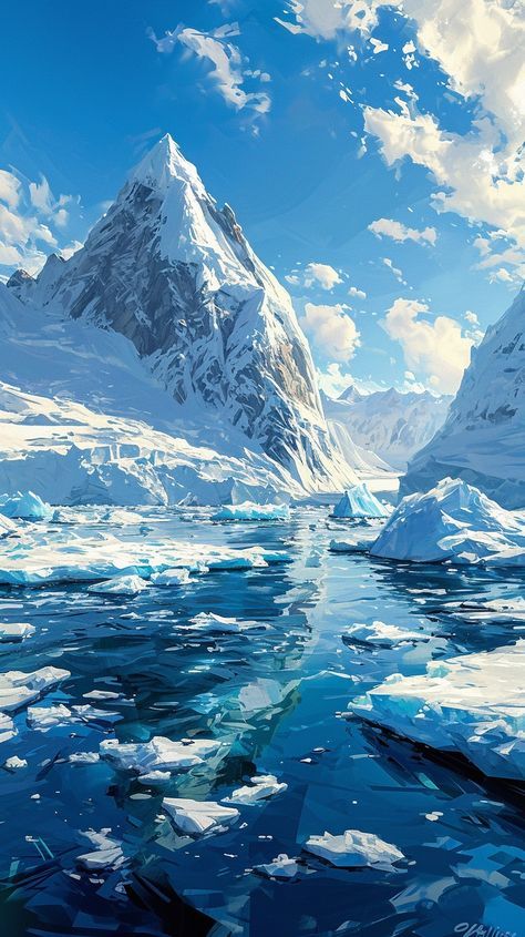 иллюстрация, айсберг, пейзаж