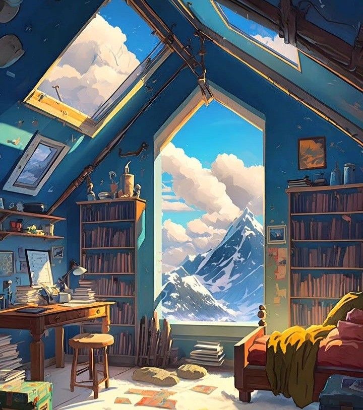 есть комната с видом на горы и письменный стол