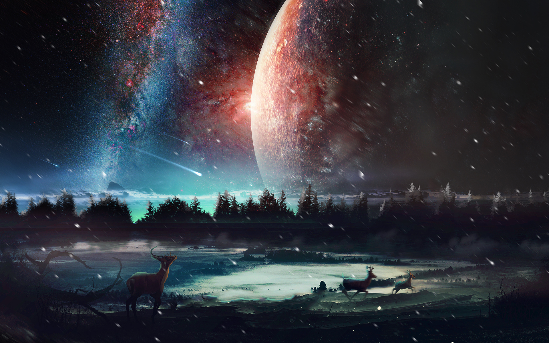 космос, десктопография, комната