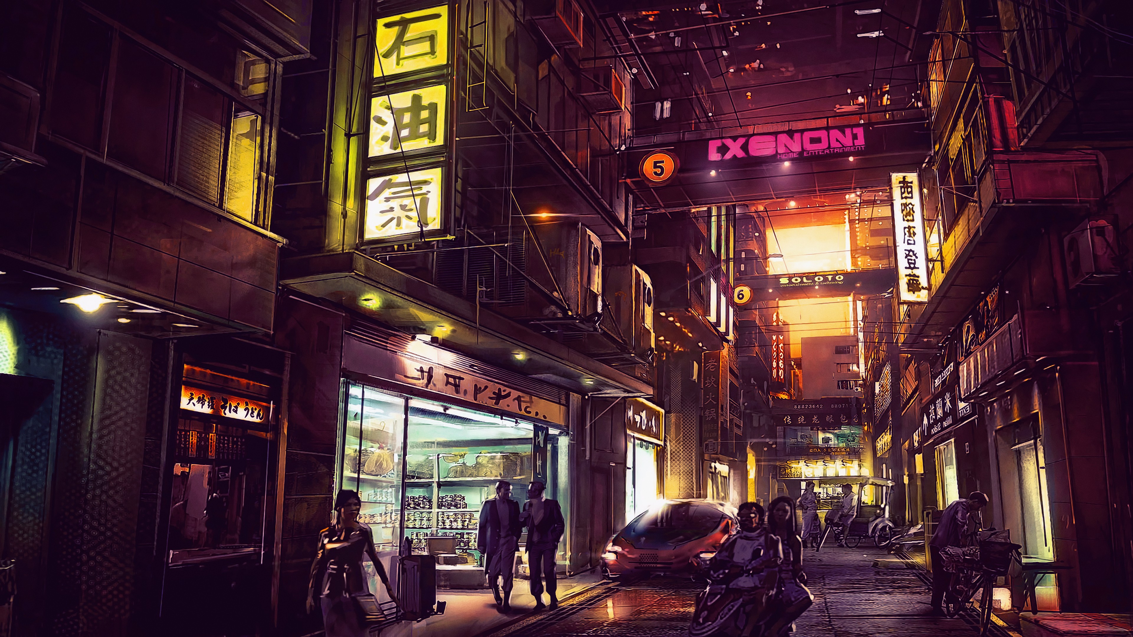 город, futuristic, ночь