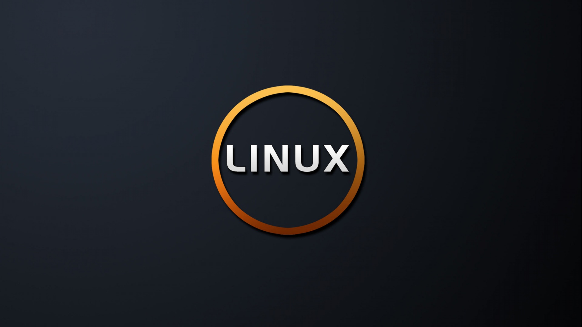 linux оранжевый круг на сером фоне