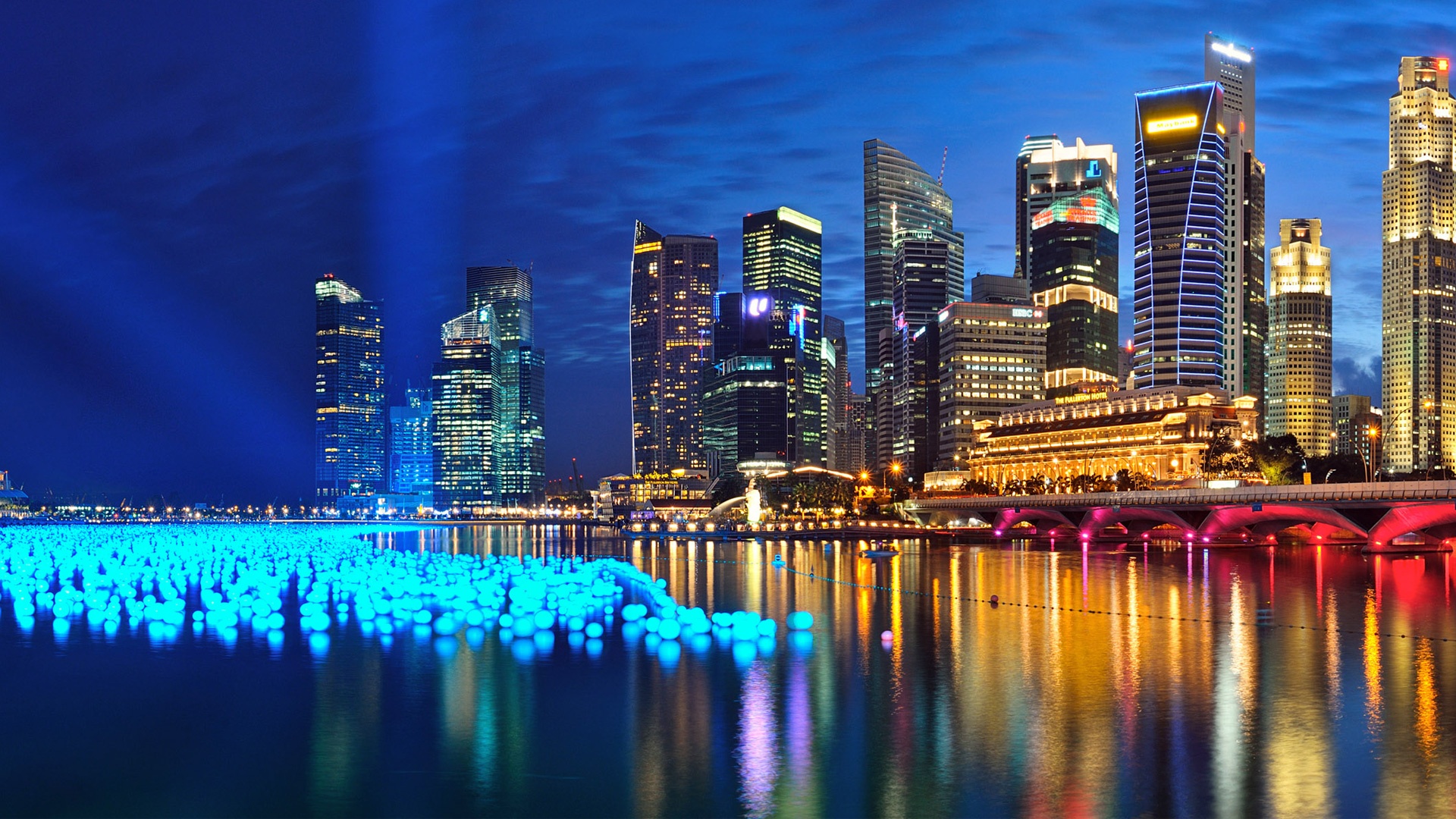 Ночь страны архитектура Сингапур озеро без смс