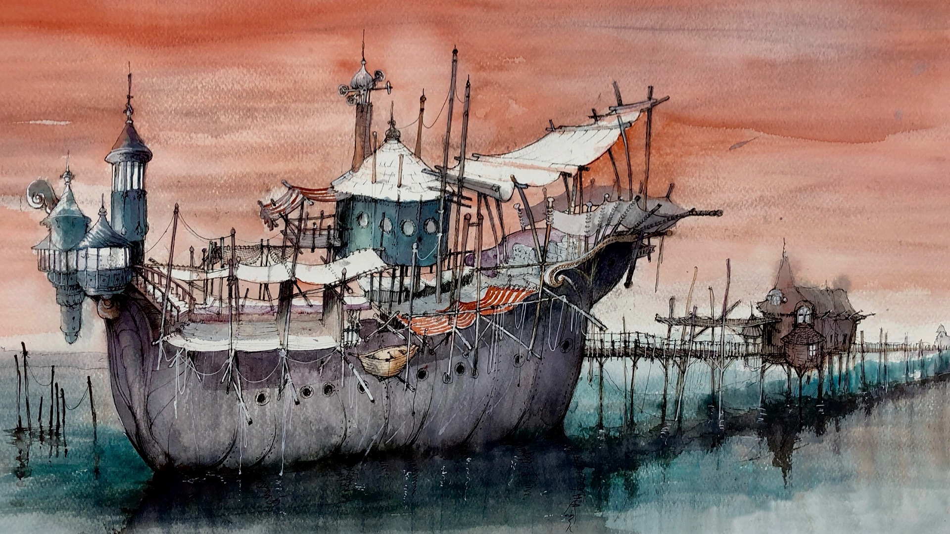 корабль, галеон, арта