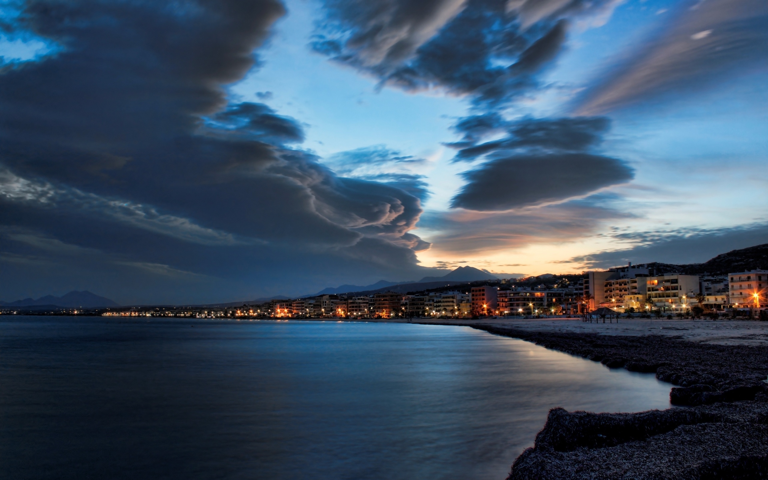 закат, красивый, город