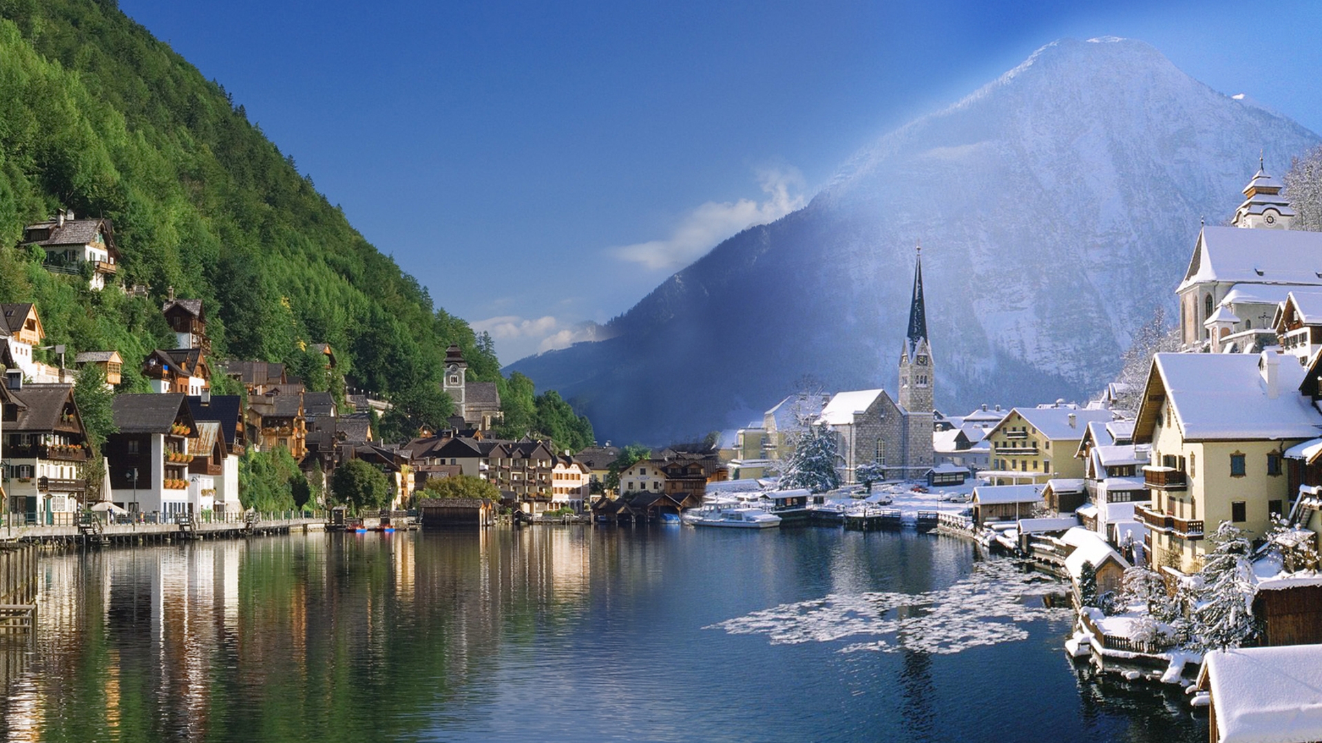 природа река горы архитектура страны Зальцкаммергут Австрия бесплатно
