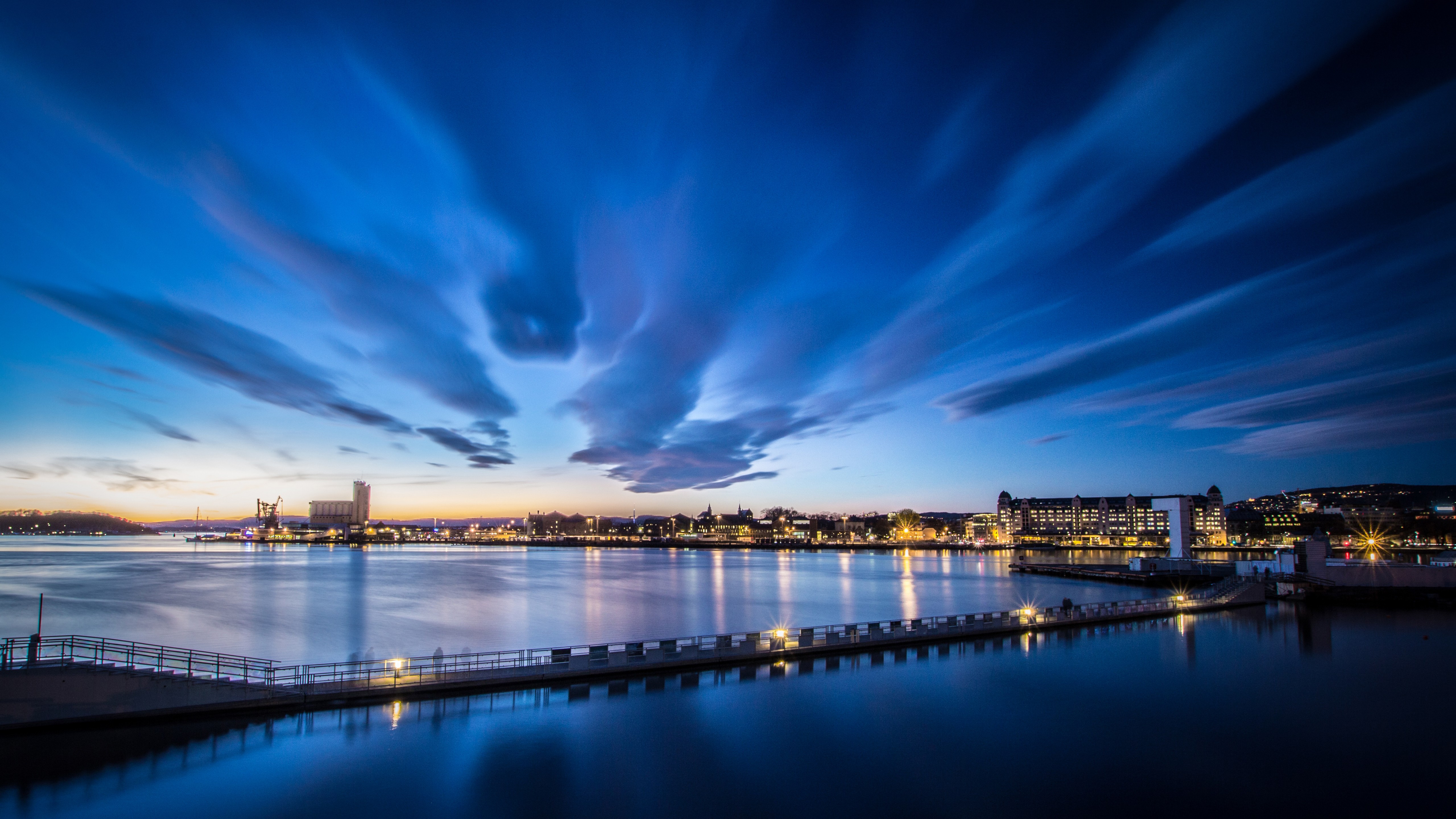ciudad, amanecer, cielo