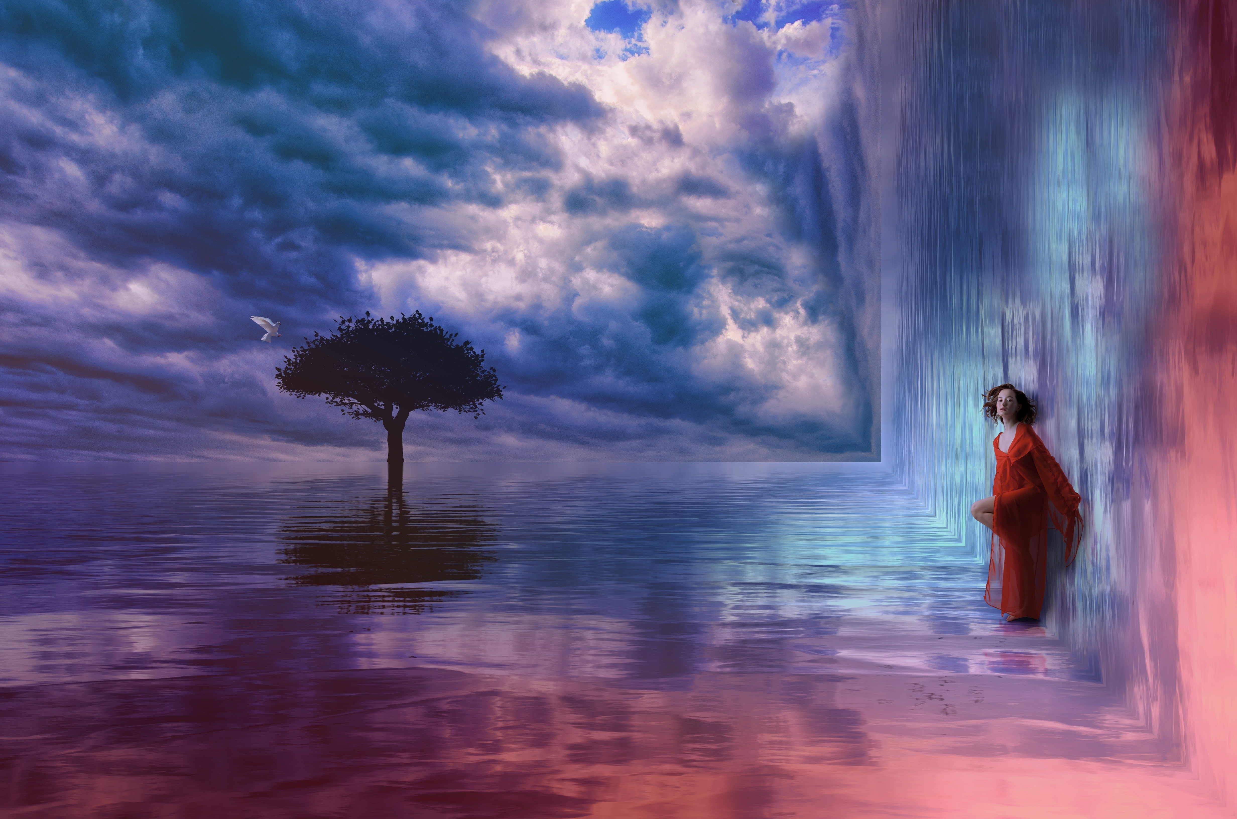 синее, зеленое