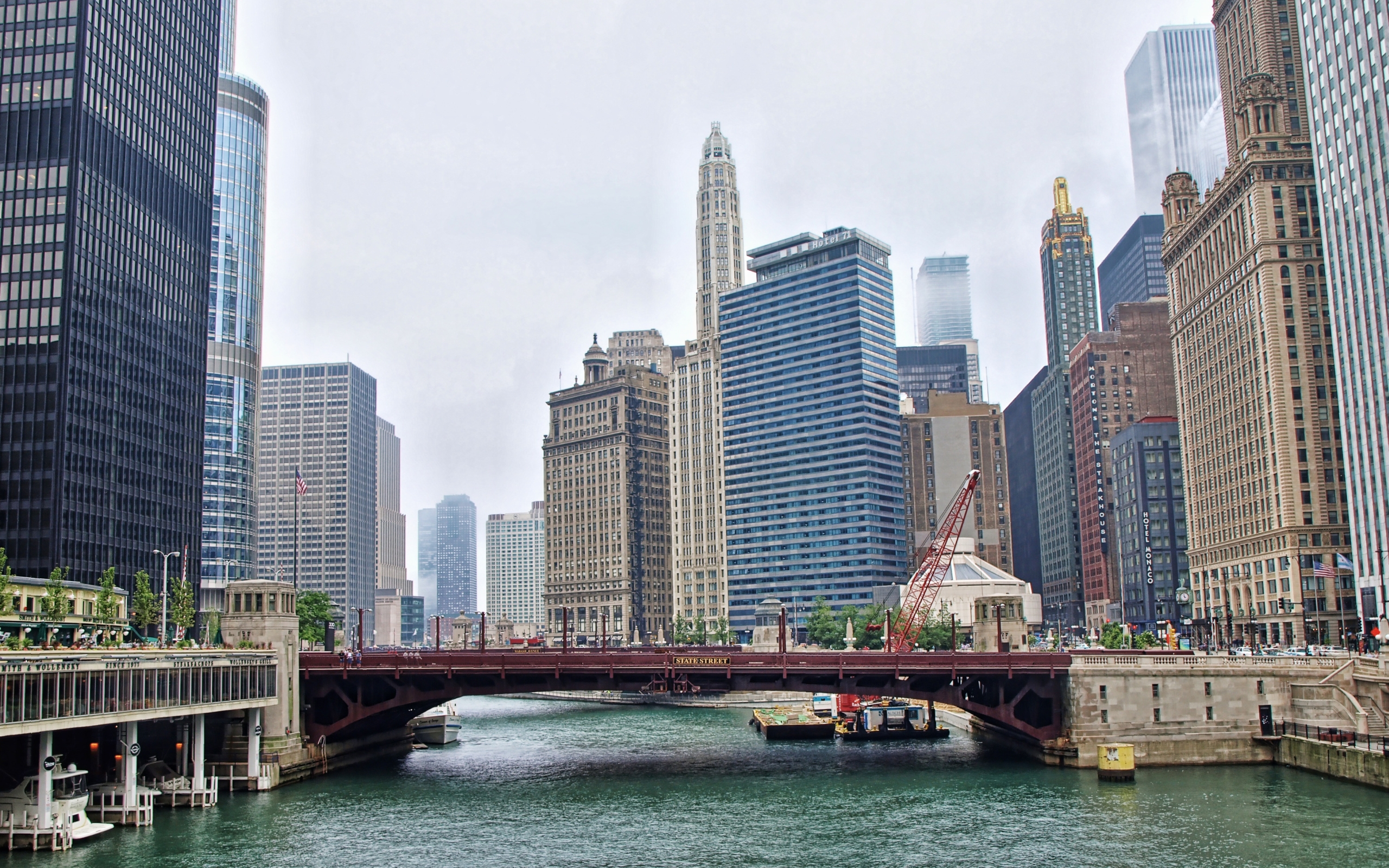 chicago, город, riverwalk
