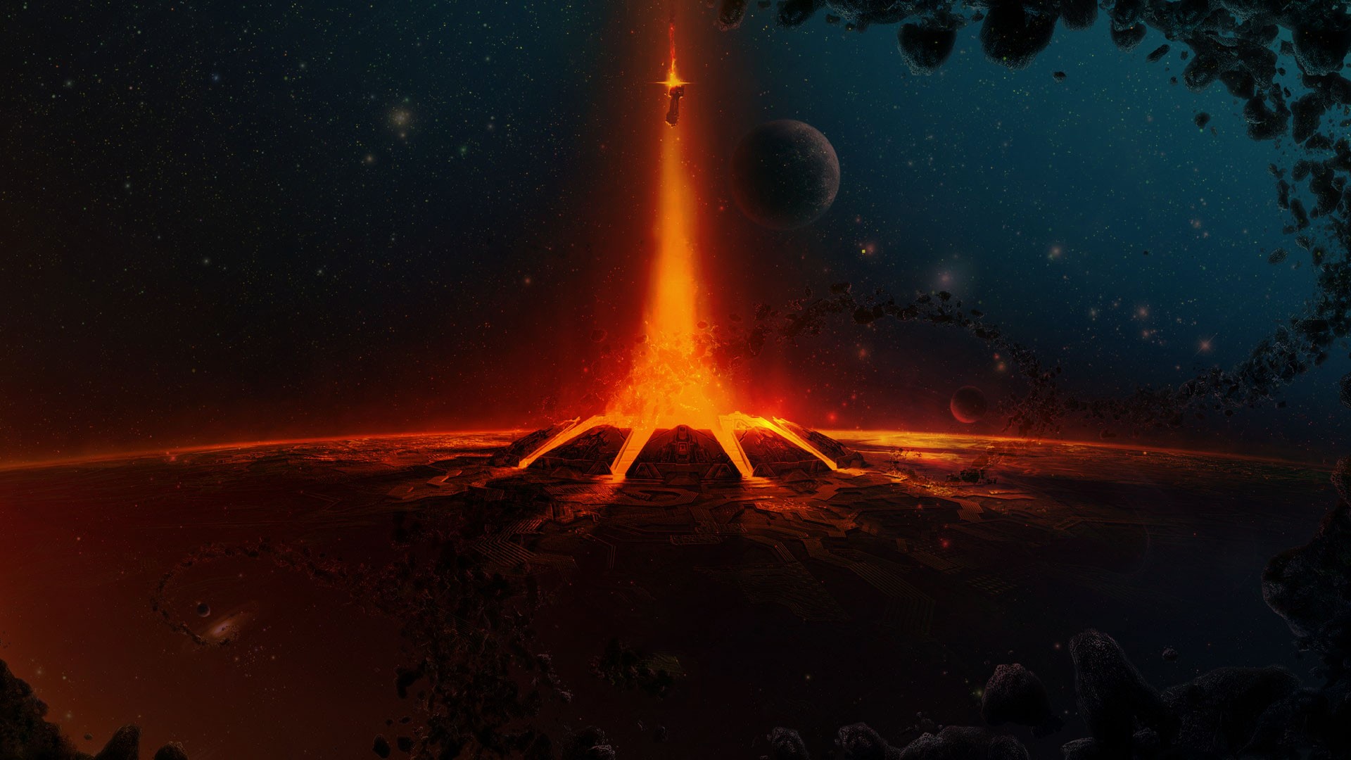 pantalla, erupcion, лава