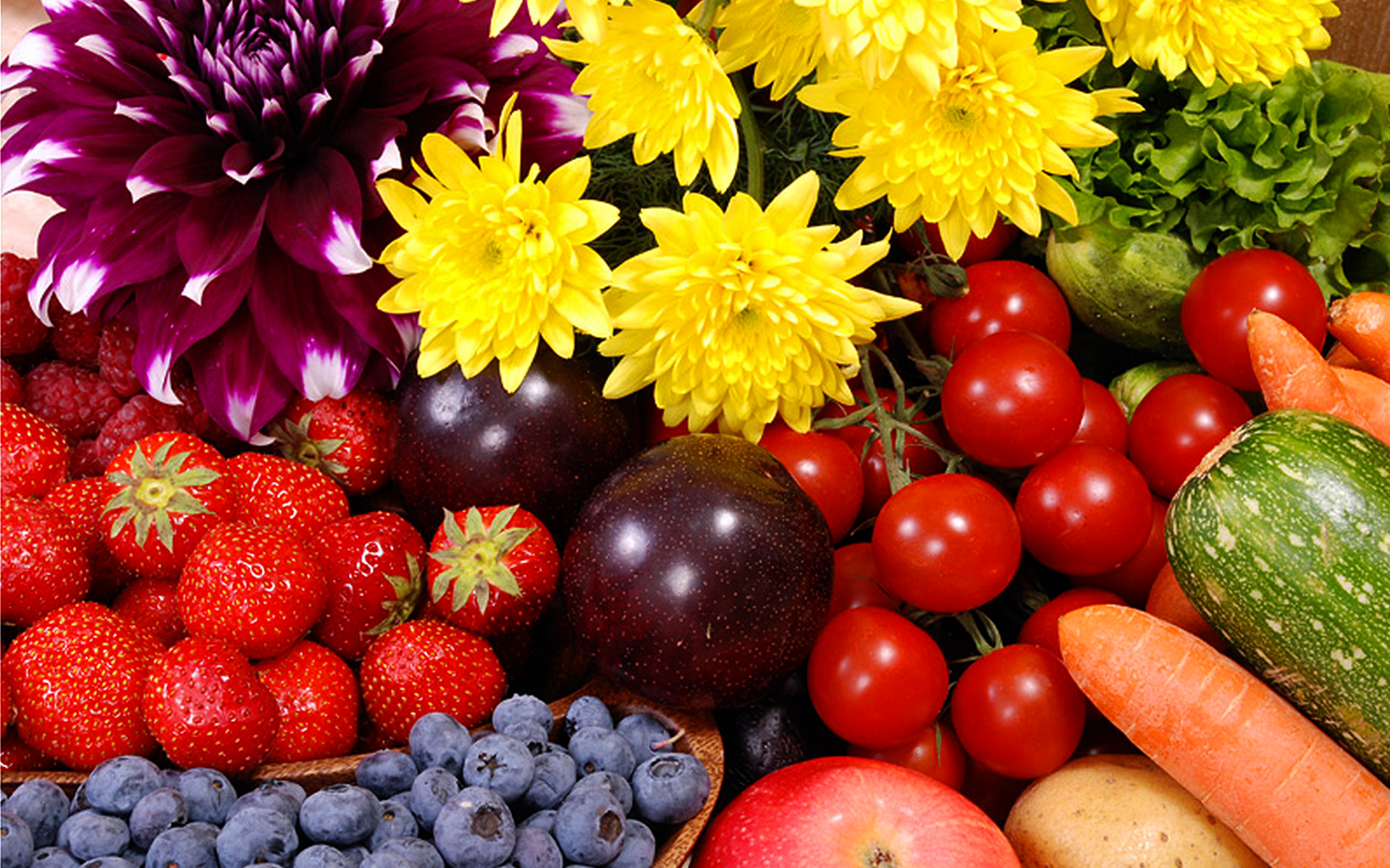 Цветы ягоды фрукты и овощи