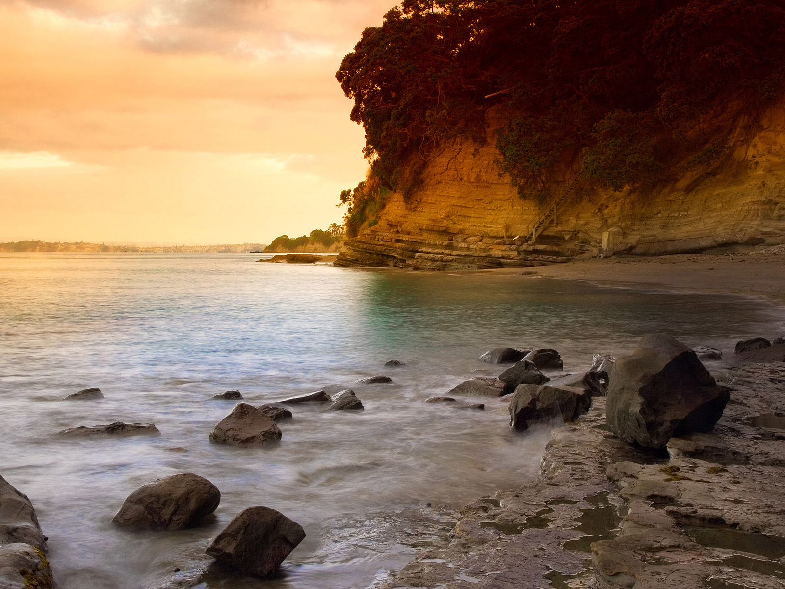 закат, пляж, море