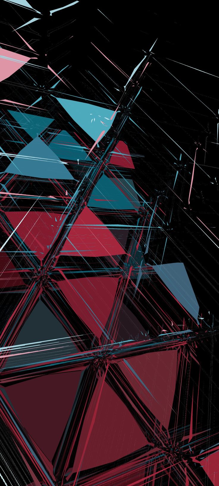 закрытие здания с большим количеством красных и синих треугольников