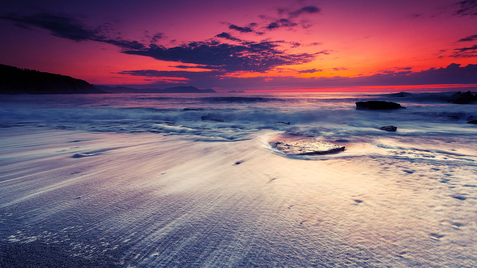 закат, пляж, море