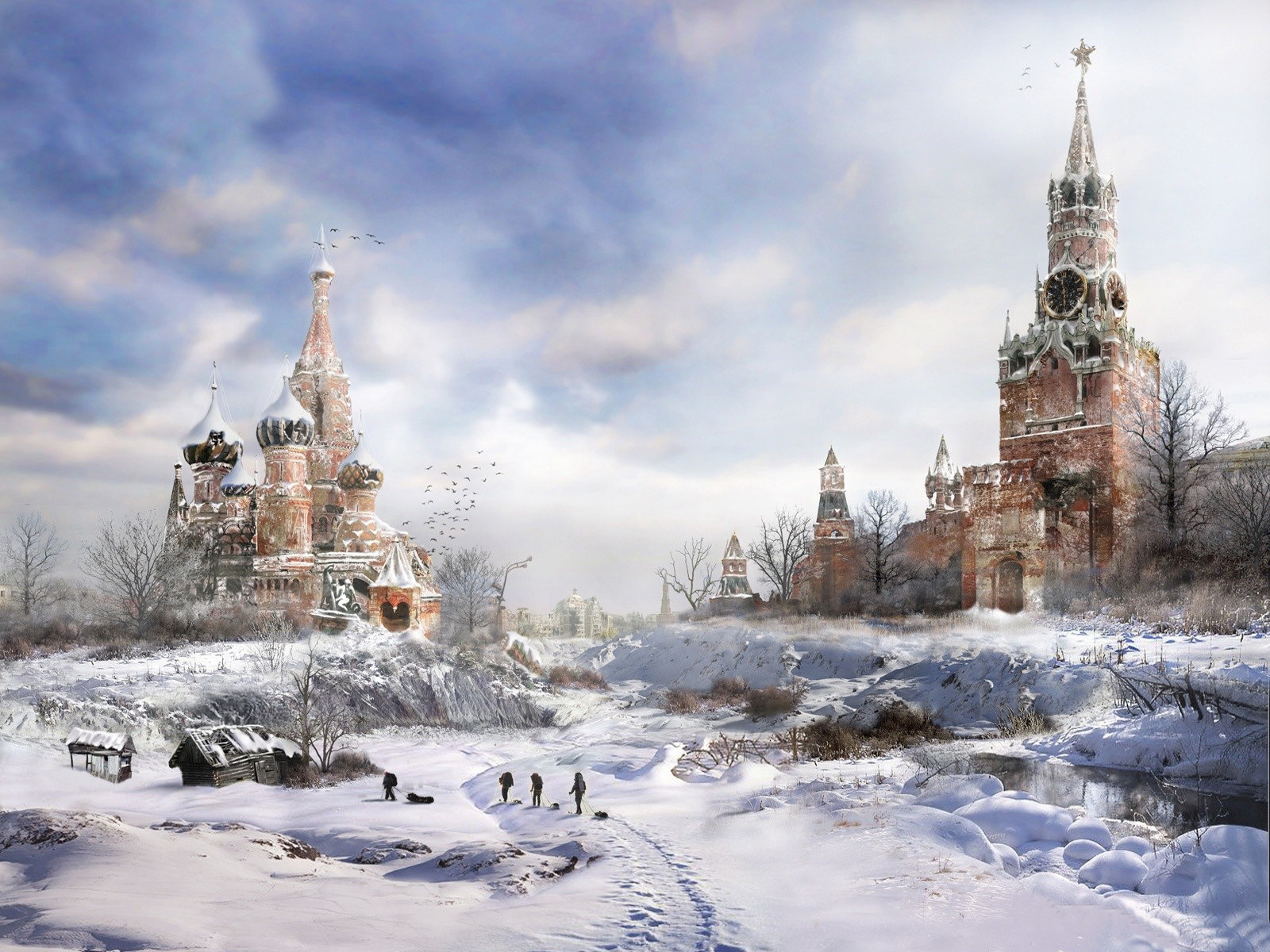 зима, москвич