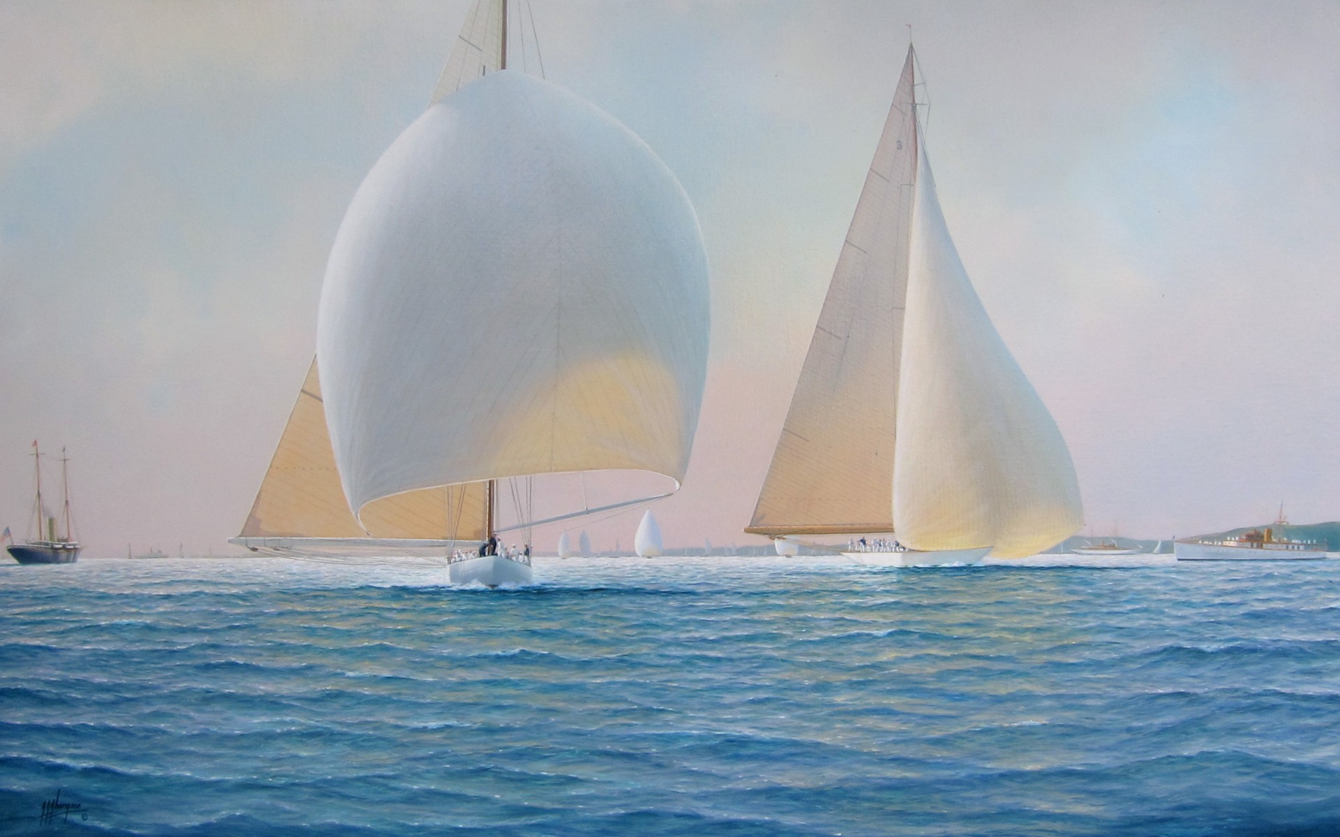 графика, море, картинка