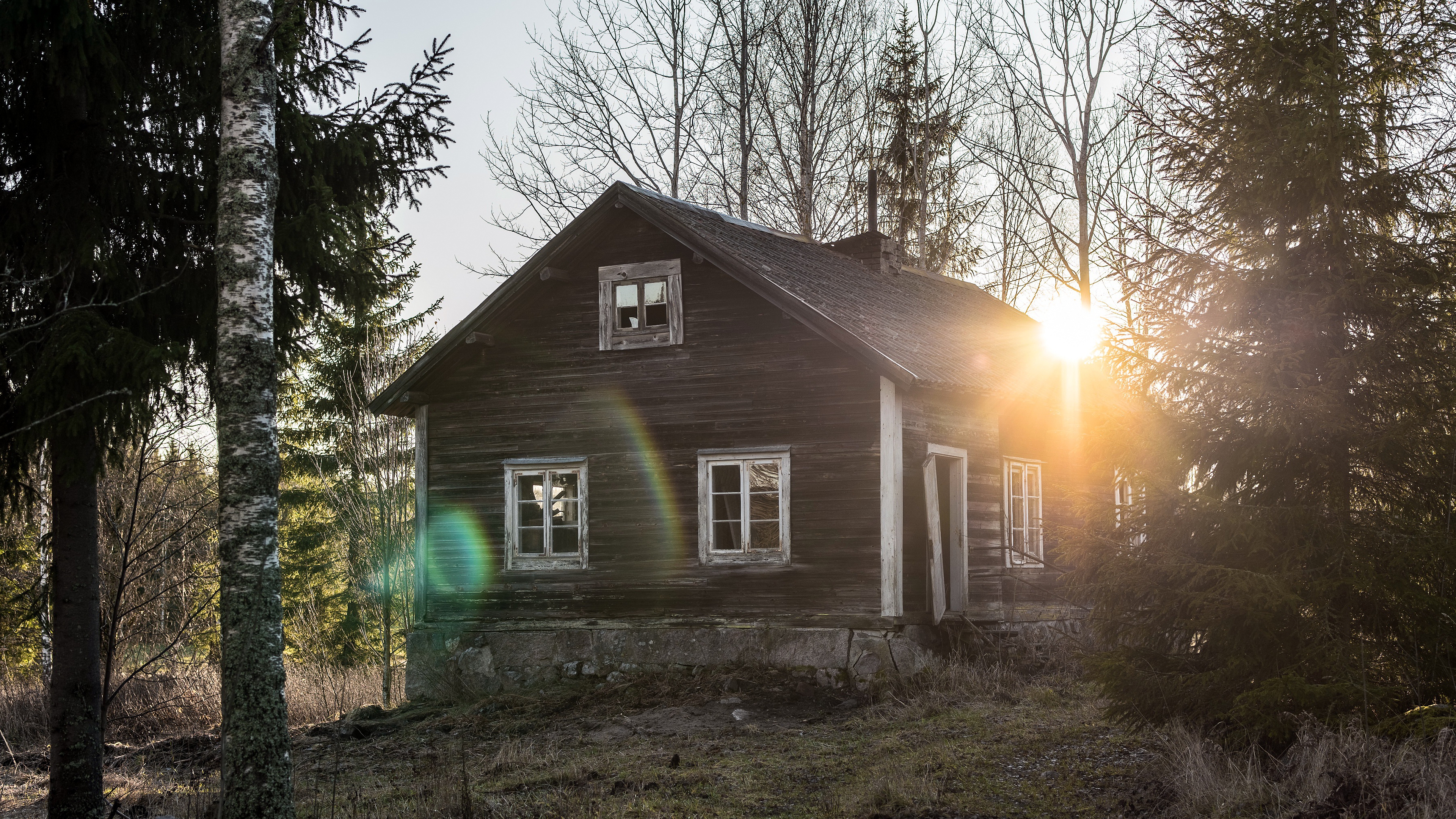 Morning house. Дом теней. Дом тень в лесу. Обои домик в лесу. Дом утром.