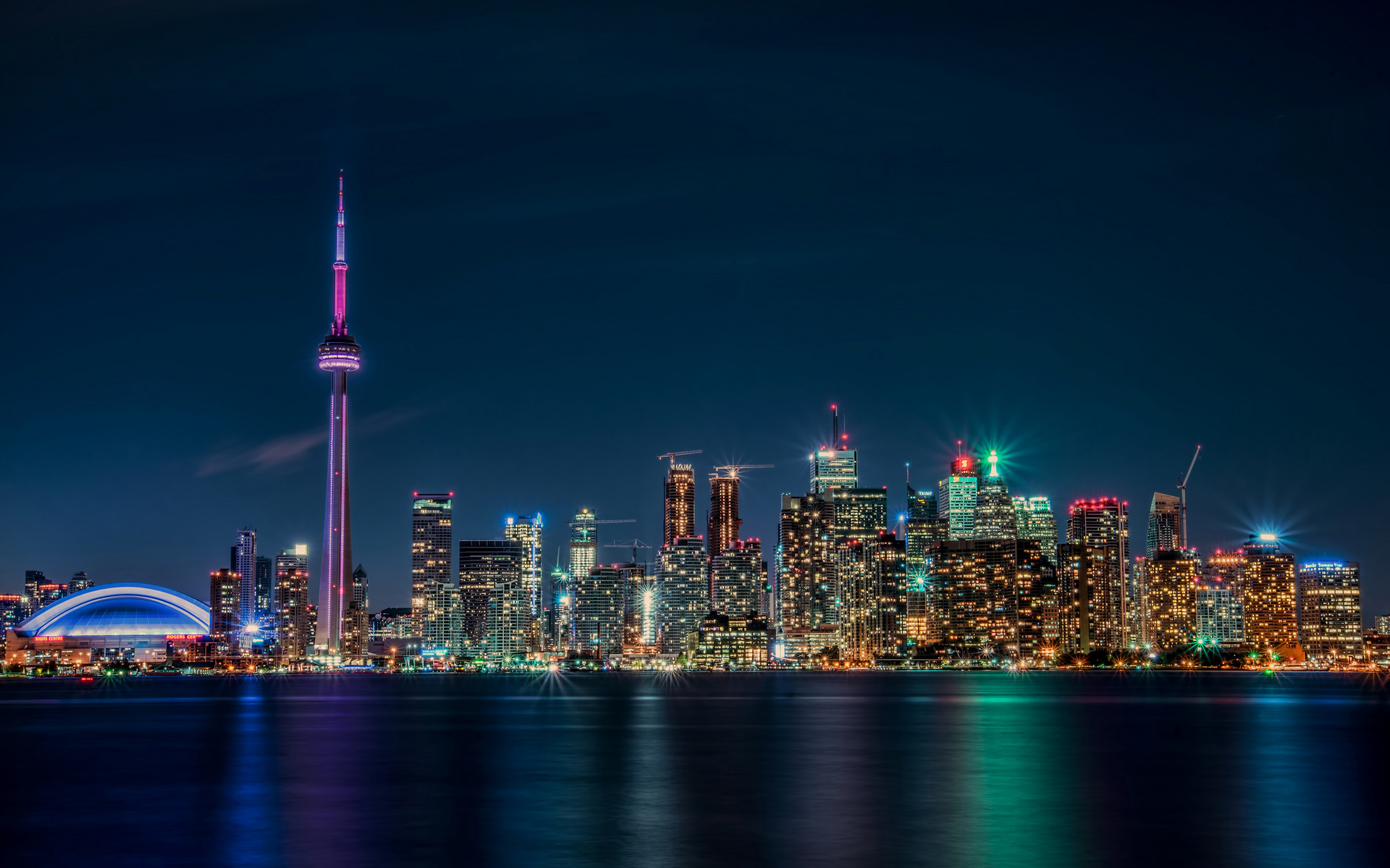 toronto, город, ночь