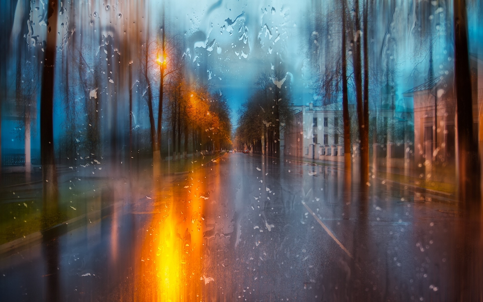 lluvia, una, través