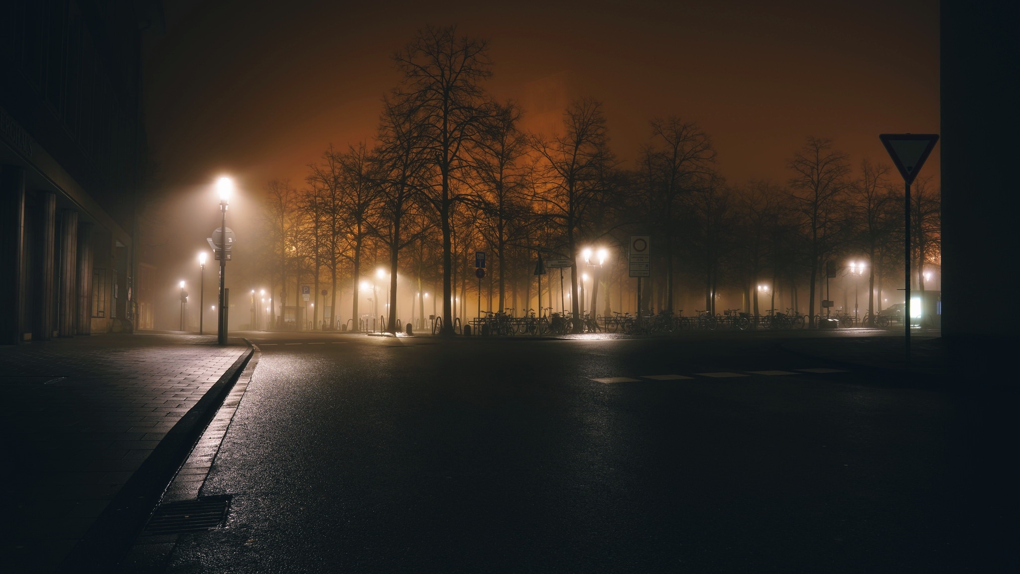 ночь, картинка, огни