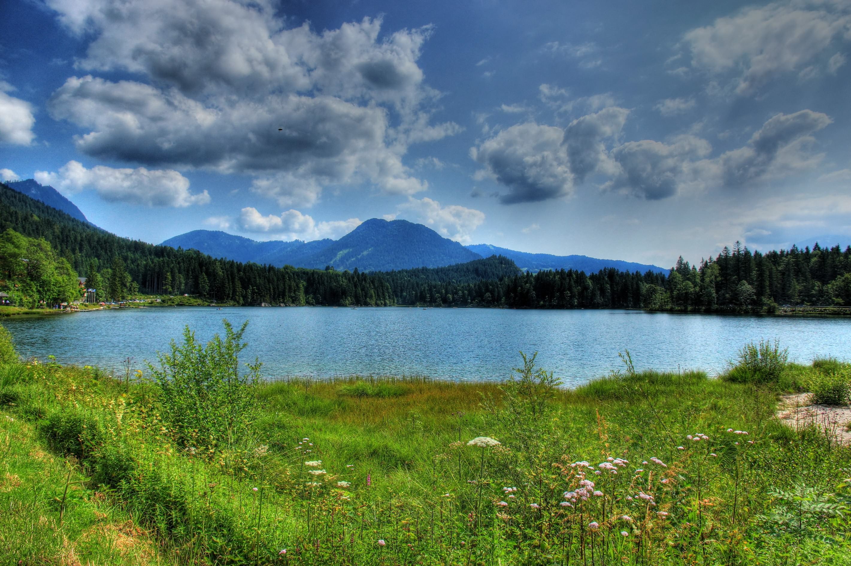 Гора озера зелень леса с высоты бесплатно
