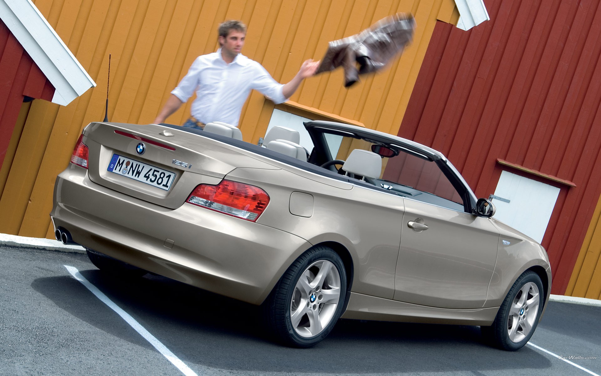 женщина, стоящая рядом с машиной с летящей над ней птицей