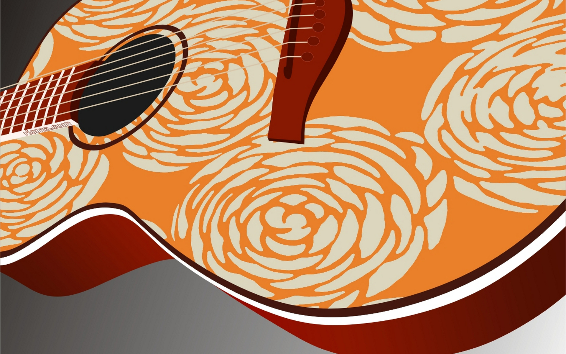 есть гитара с рисунком розы на ней