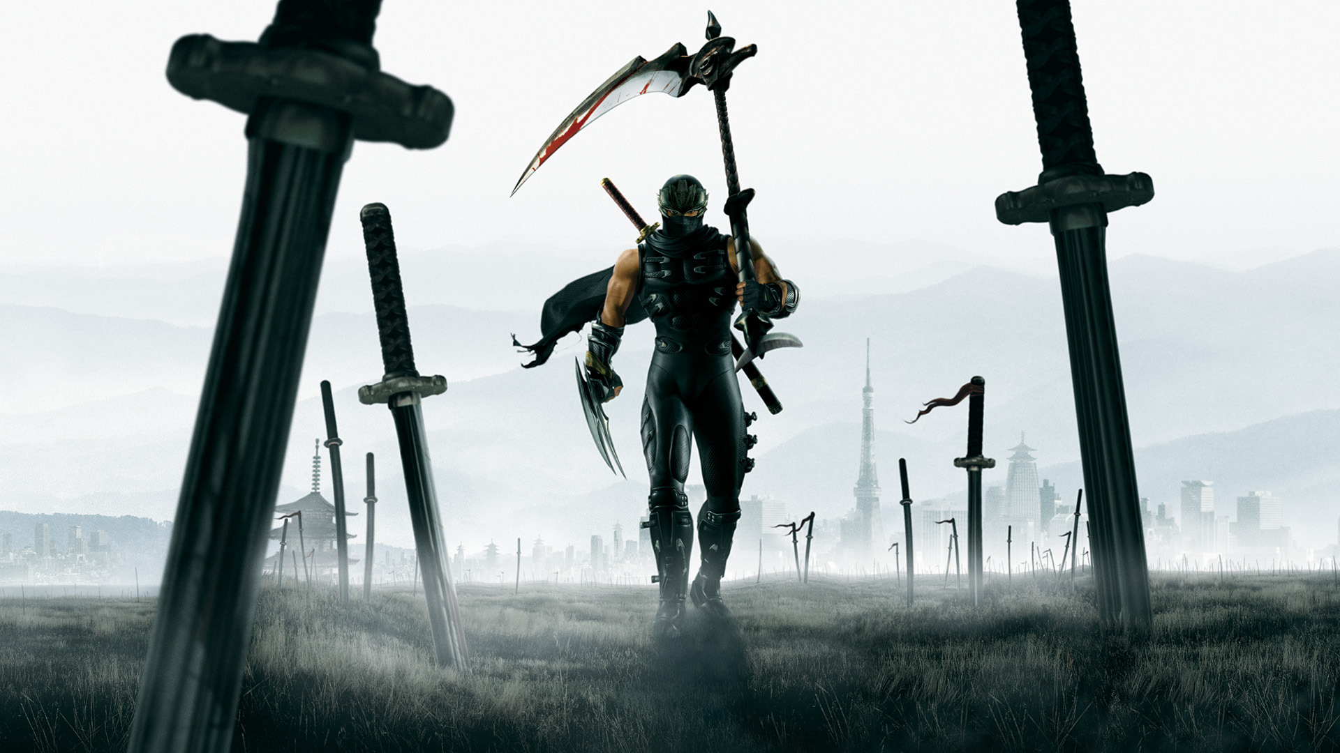 человек с мечом ходит по полю