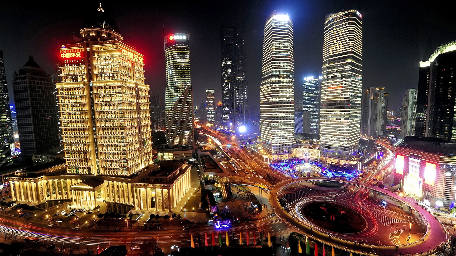 shanghai, china, noche