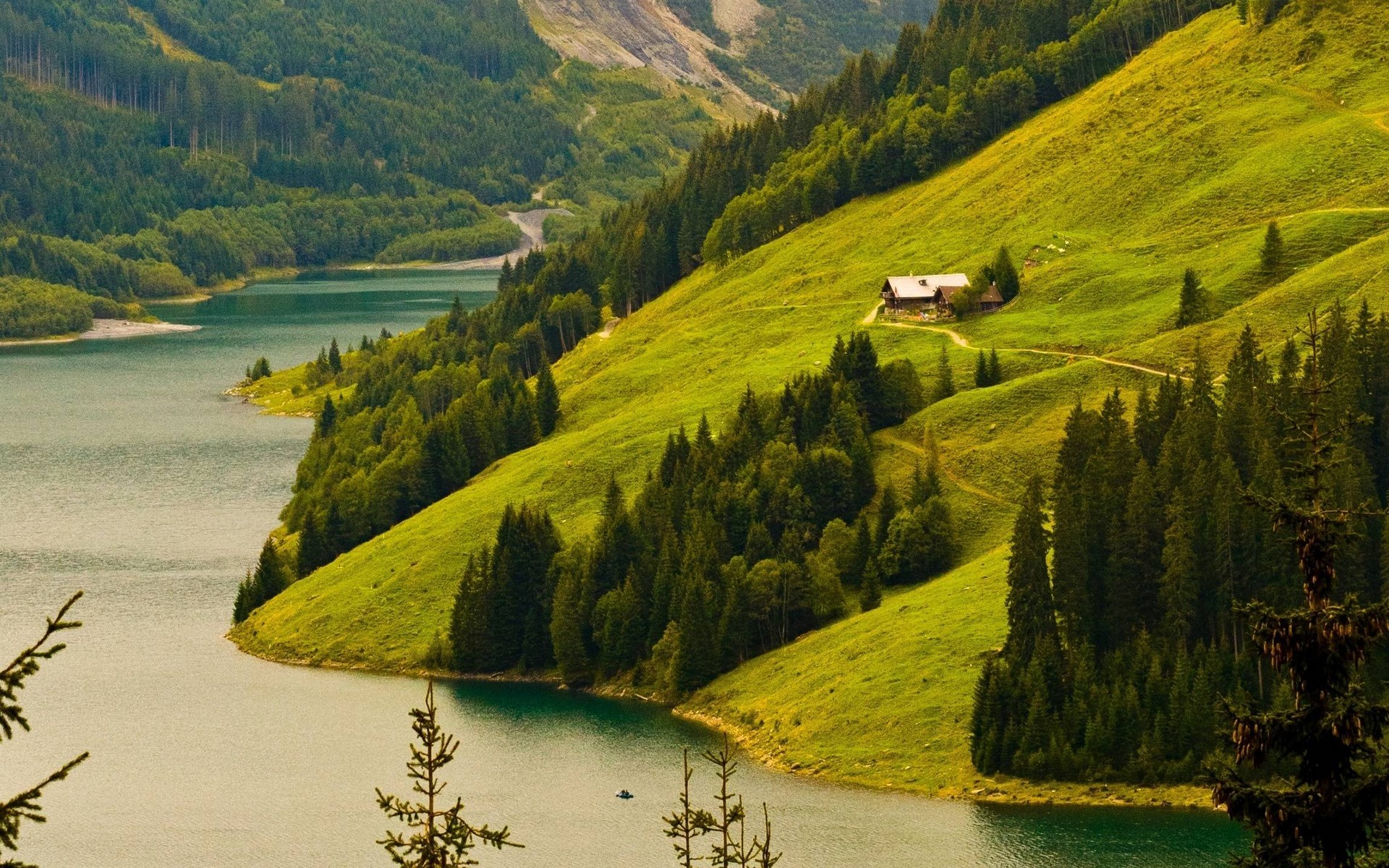 гора, река, природа