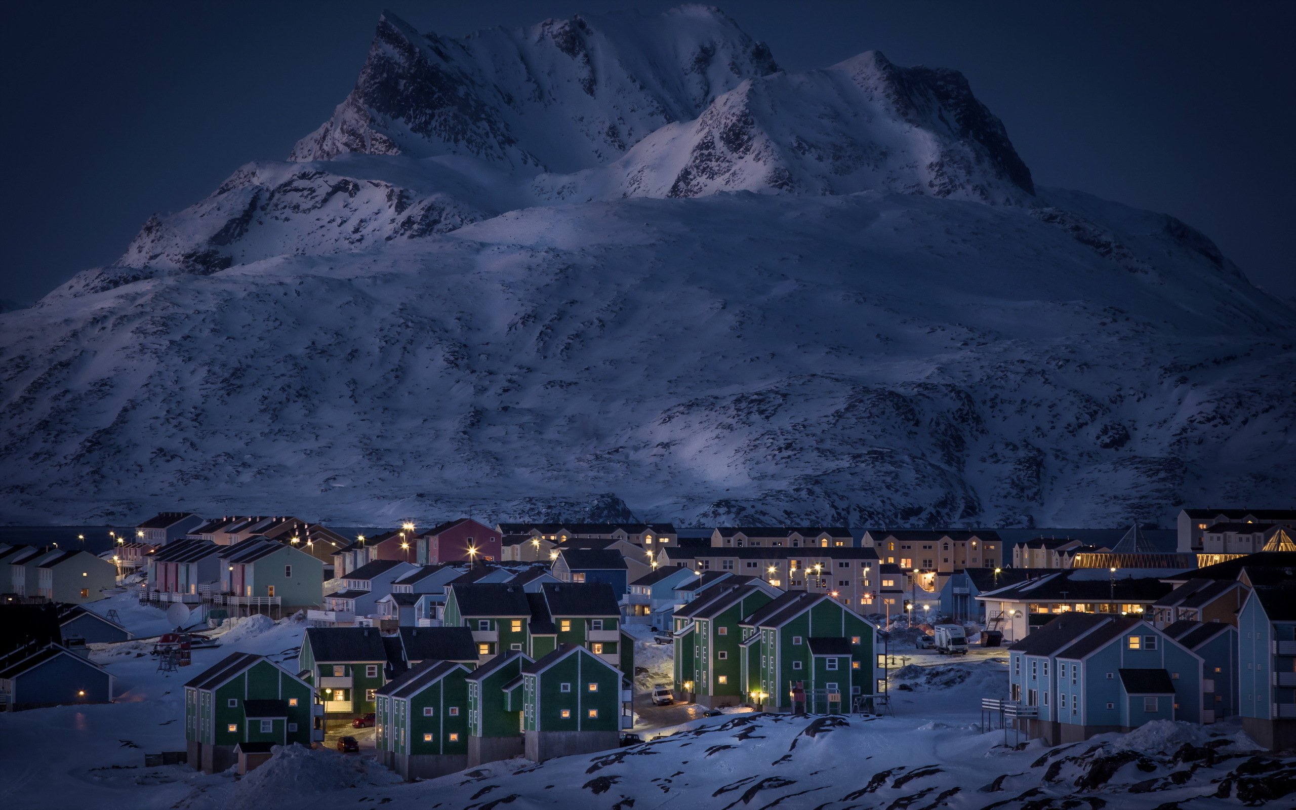 ночь, winter, огни