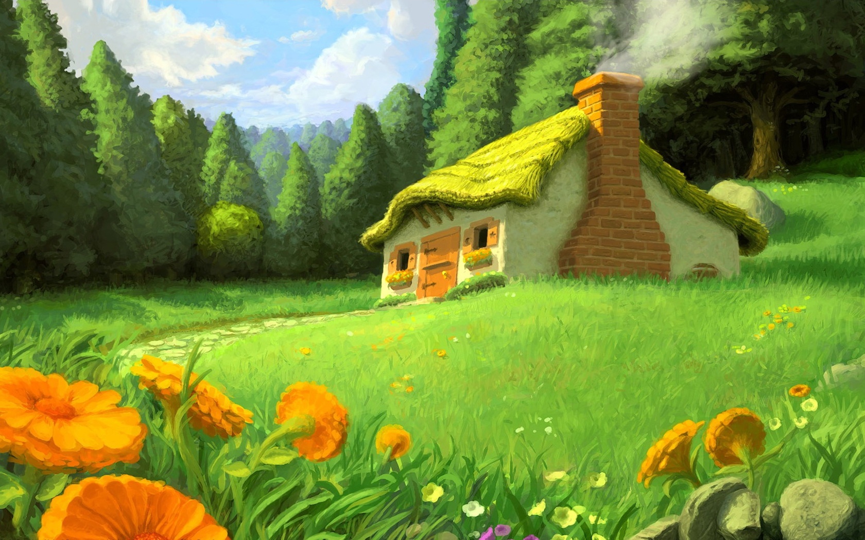 природа, окна, вид