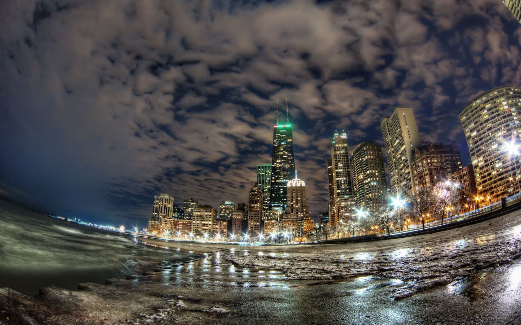 огни, город, chicago
