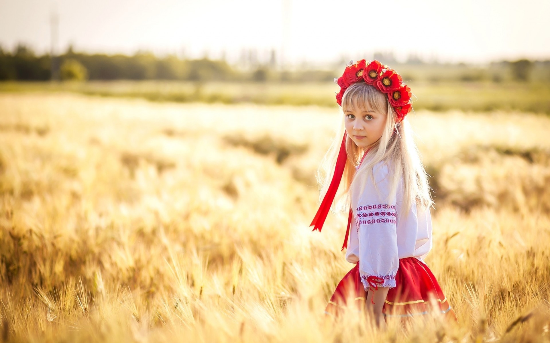 поле, девушка, пшеница