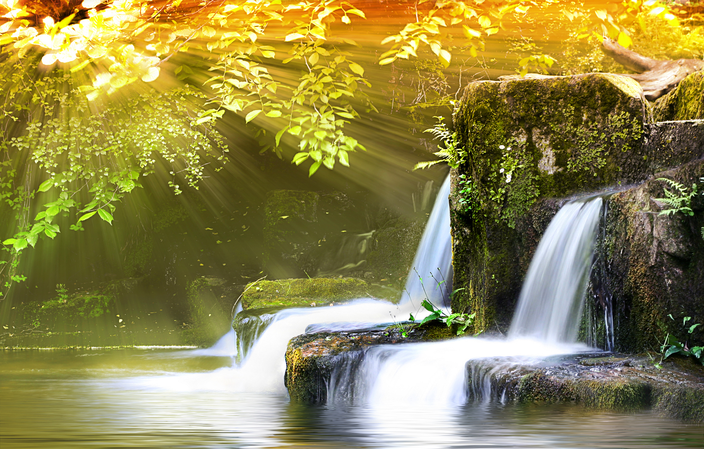 водопад осень река зеленая бесплатно