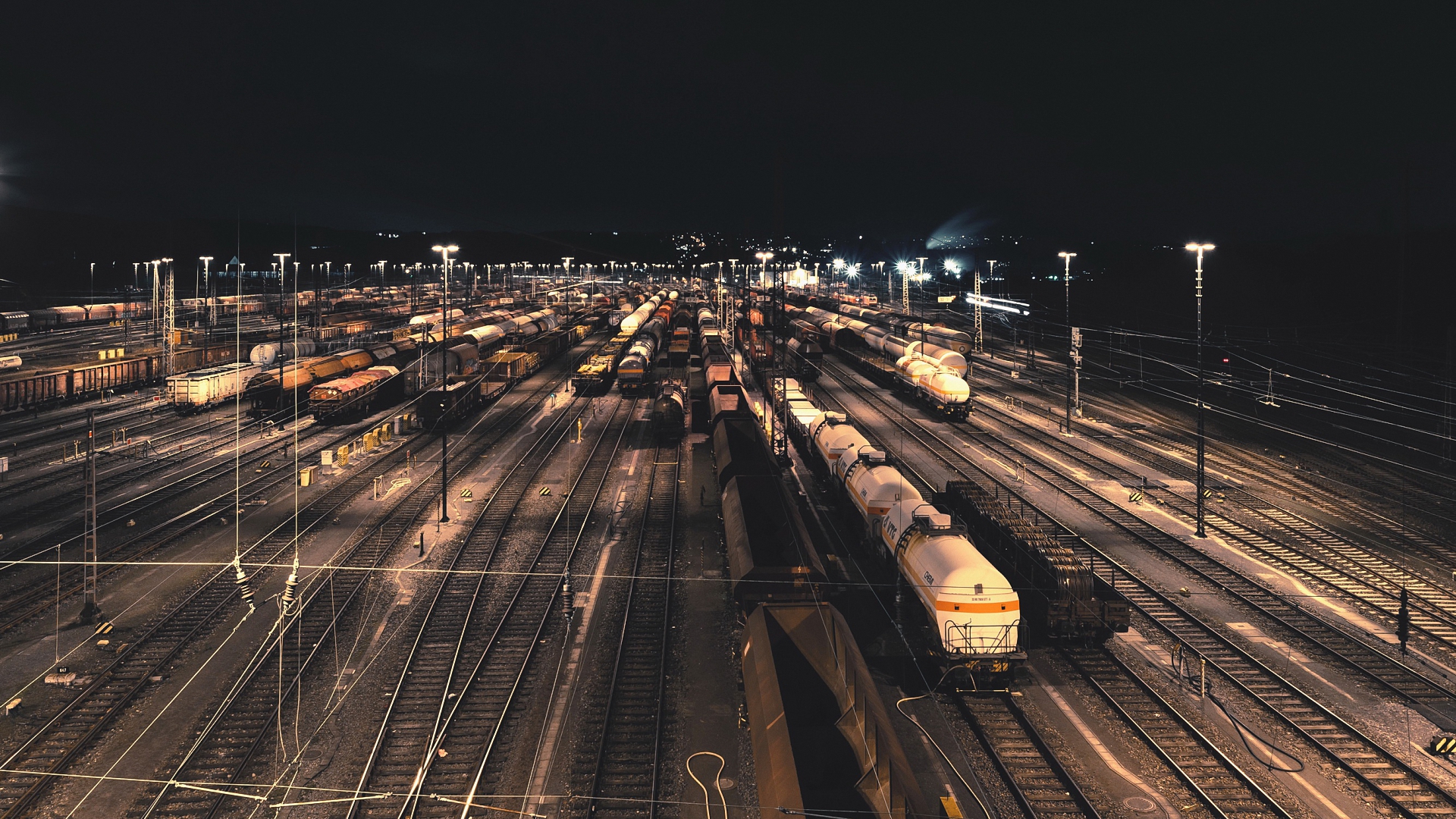 ночь, поезд, railroad